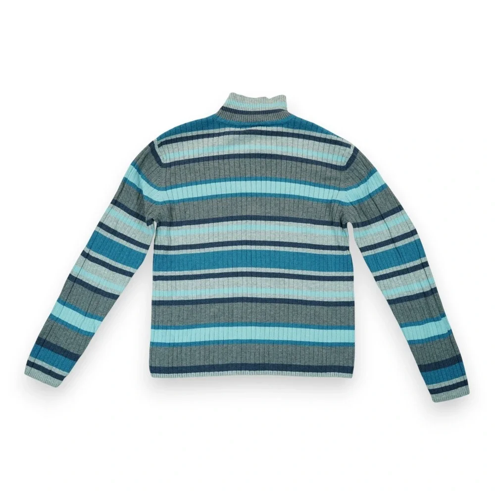 Vintage Talbots Striped Turtleneck Women's Size M Ribbed Knit Sweater Long Sleev